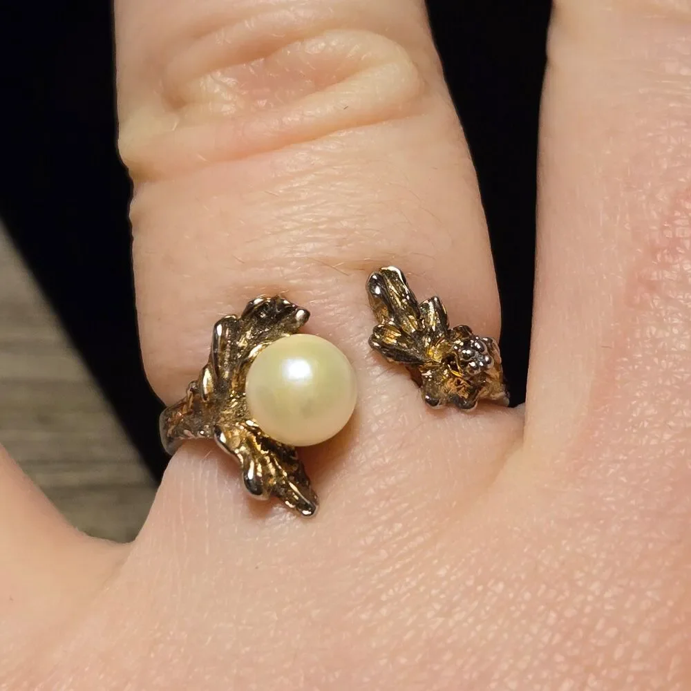 Gold and silver vintage sterling silver ring sz 7.5 adjustable